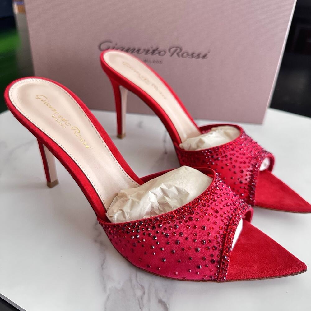 Gianvito Rossi Rania Mule 85 Red EU 38.5 (MSRP $1,395) New